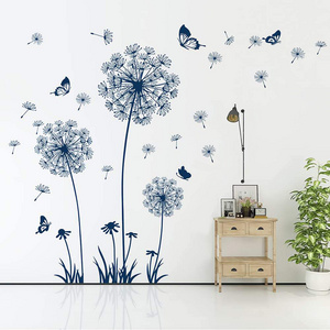 Small Size Blue White Dandelion Wall Sticker Living Room Sofa Bedroom Background Decoration Sticker