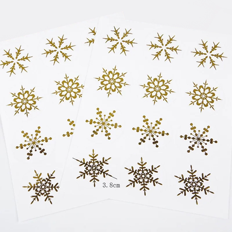 120 pcs/pack Golden Snowflake Stickers Christmas Party Gift Sealing Sticker Bottle Food Topper Decor PVC Waterproof