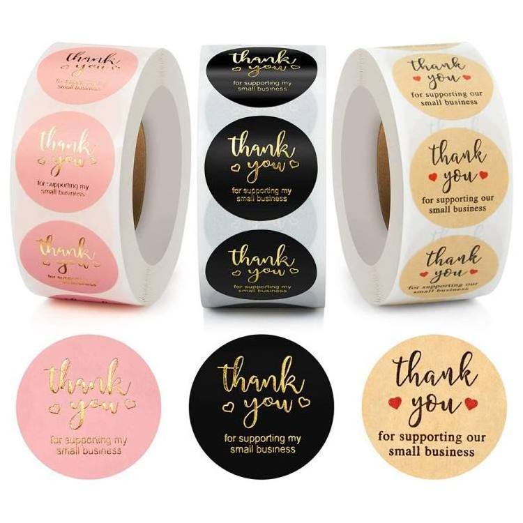 1.5 inch 500 Pcs Custom Rose Gold Packaging Bag Poly Bubble Printed Mailers Thank You Stickers For Christmas