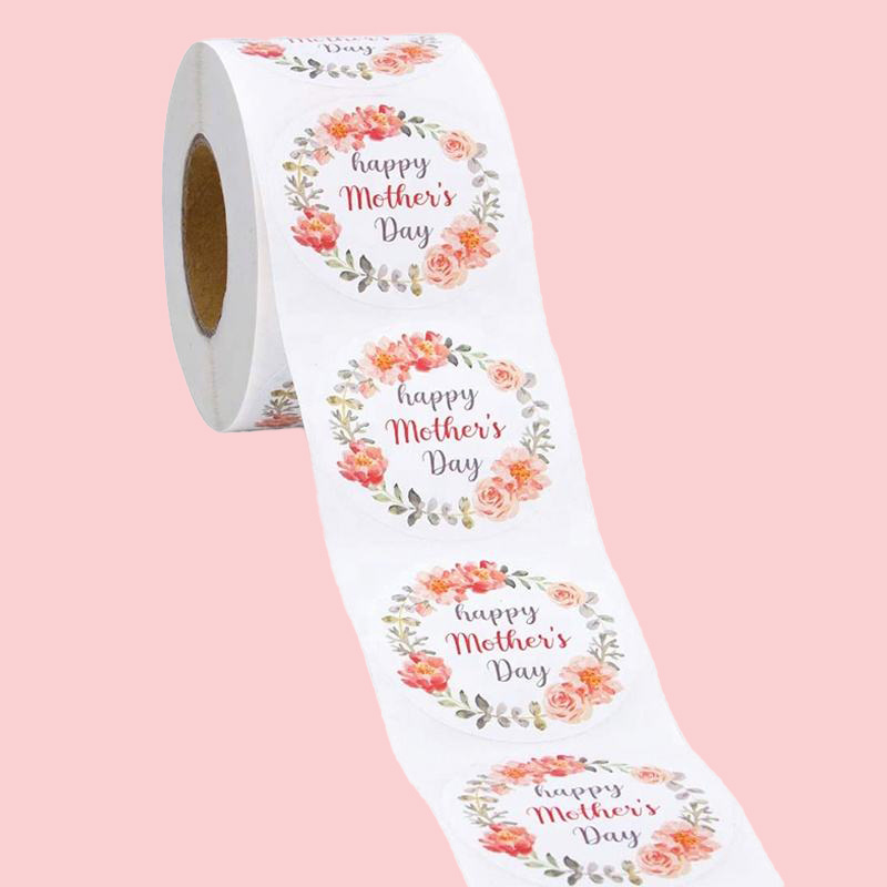 Flower Pattern Simple Text Roll Packing Thanksgiving Mother Decorative Gift Sealing Sticker Mother's Day Stickers