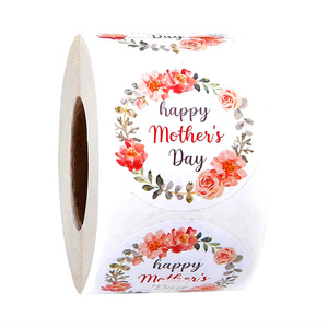 Flower Pattern Simple Text Roll Packing Thanksgiving Mother Decorative Gift Sealing Sticker Mother's Day Stickers