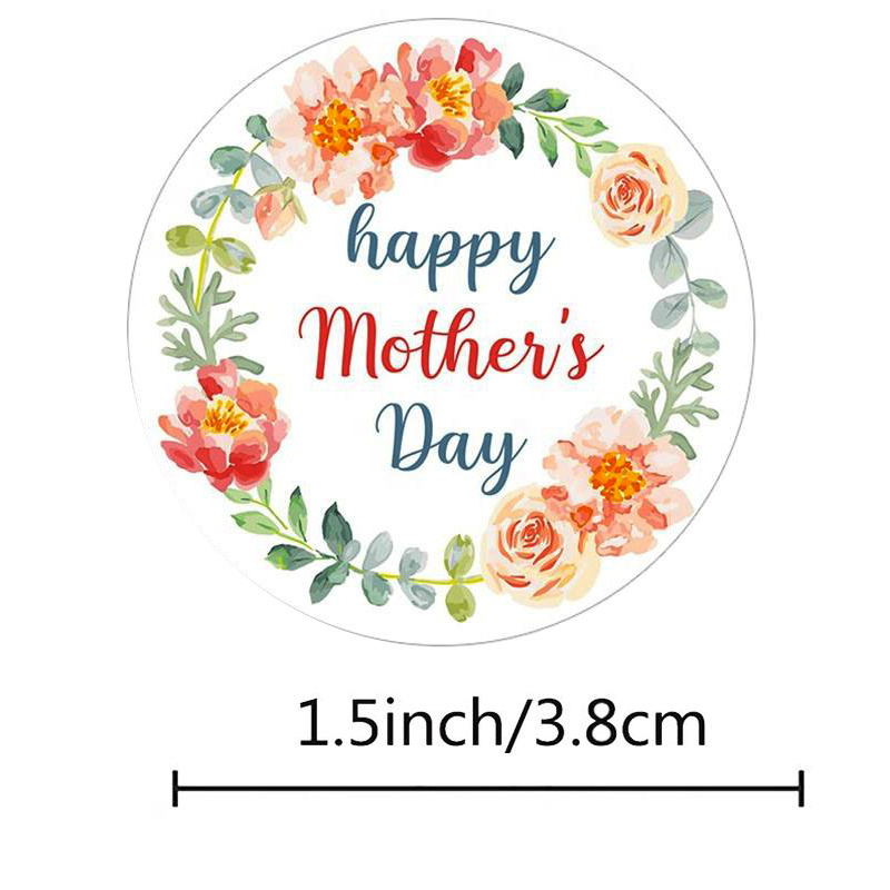 Flower Pattern Simple Text Roll Packing Thanksgiving Mother Decorative Gift Sealing Sticker Mother's Day Stickers