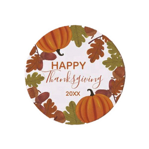 Custom logo thanksgiving sticker waterproof self adhesive thanksgiving food sticker roll