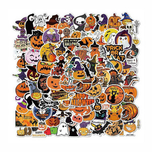 Pumpkin Bat Ghost Kawaii Festival Decal Sticker Waterproof Adhesive Party Decoration Halloween Stickers