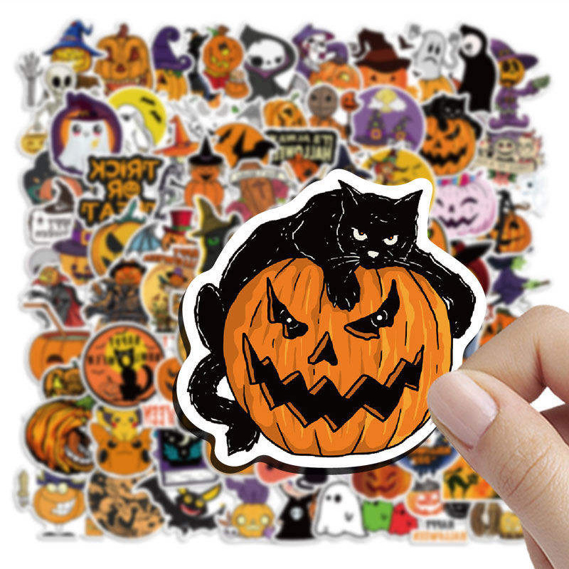 Pumpkin Bat Ghost Kawaii Festival Decal Sticker Waterproof Adhesive Party Decoration Halloween Stickers