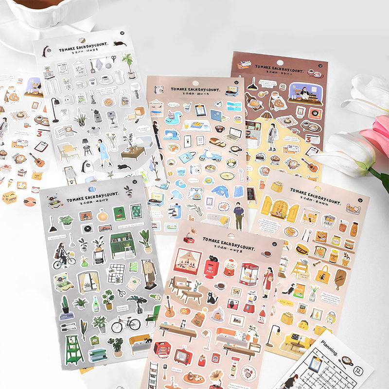 Paper 6 designs 1 pcs / set stickers foods series cute dailylife style kawaii decoration stickers pack for Diary Scrap Book