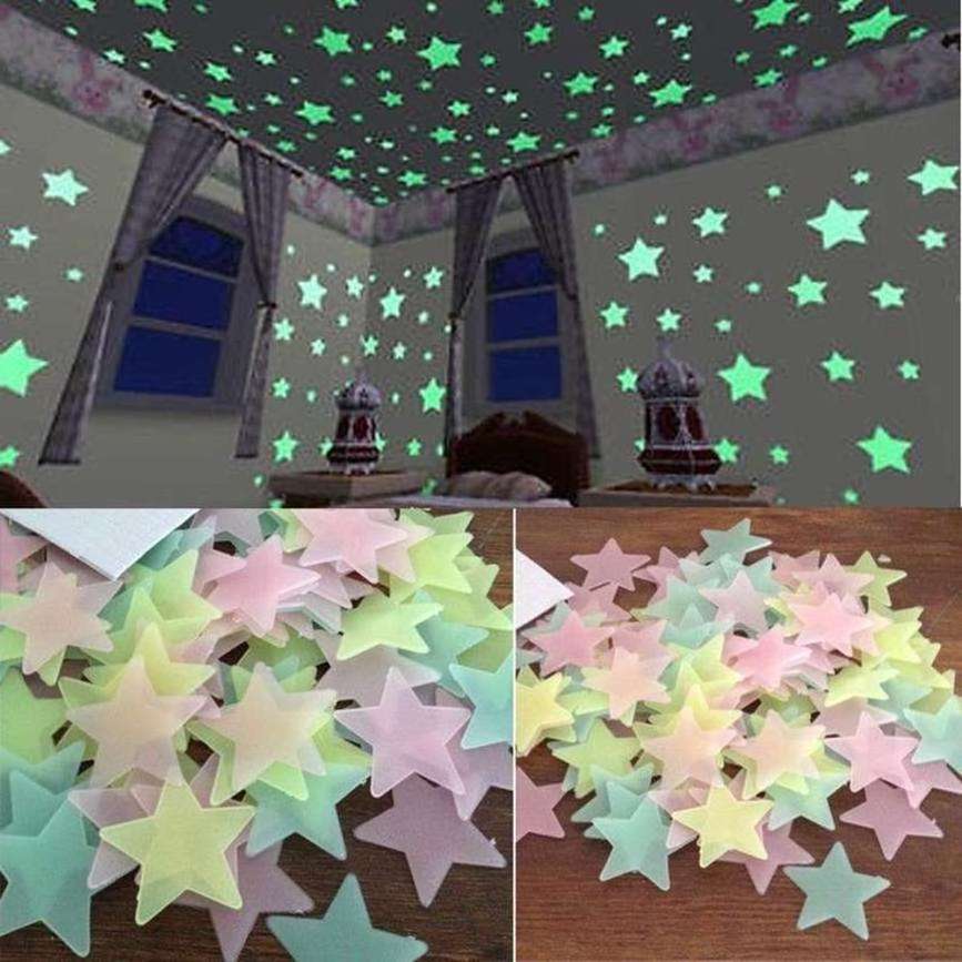 100 pcs Stars Glow Wall Stickers Stars Luminous luminous glow sticker