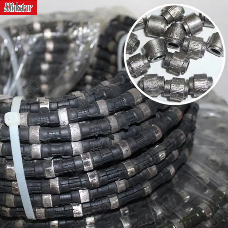 Midstar long life span sinter wire saw diamond beaded rope cutting wire saw for granite block cutting quartz stone