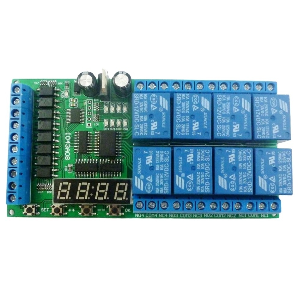 DC 12V 8 Channels Multifunction Timer Delay Relay Board Time Switch Timing Loop Interlock Self-locking Momentary Bistable