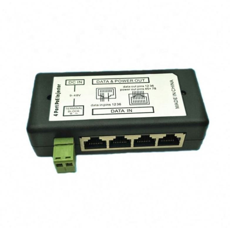 4 LAN Ports Passive Power Over Ethernet Module Injor VDC 9-48V IP Camera Power supply PoE switch  PoE box