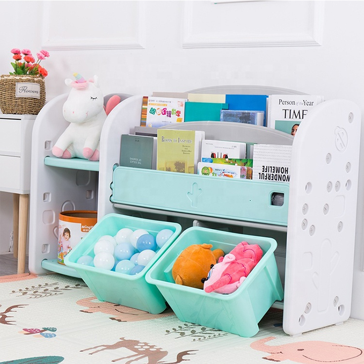 Toddler baby book storage rack plastic children toy shelf and bookcase for kid room