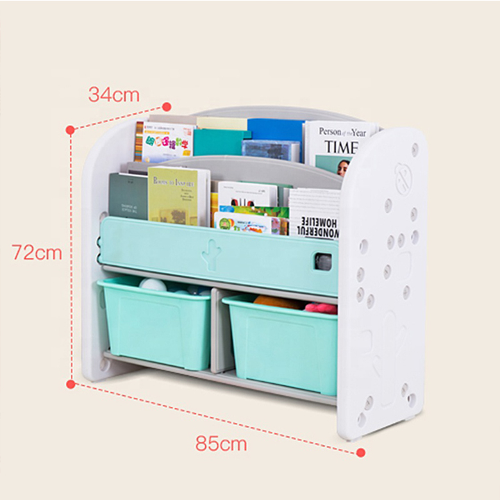 Toddler baby book storage rack plastic children toy shelf and bookcase for kid room