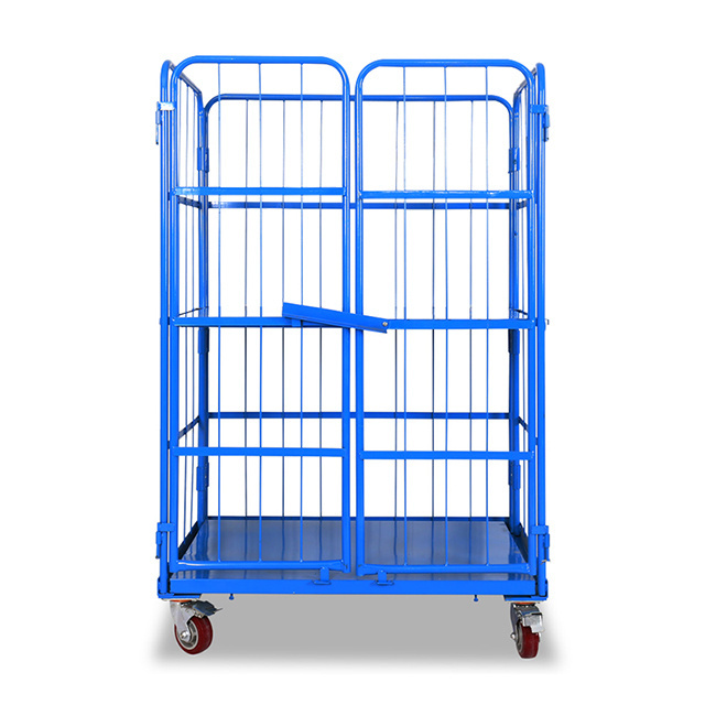 Logistics Heavy Duty 600kg Loading Capacity Nestable 3 Sided Roll Pallet Container Trolley With Wheels