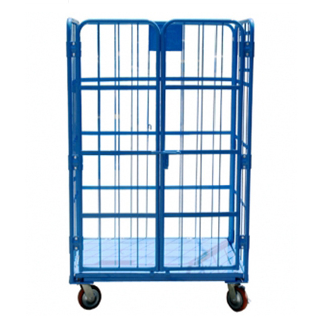 Logistics Heavy Duty 600kg Loading Capacity Nestable 3 Sided Roll Pallet Container Trolley With Wheels