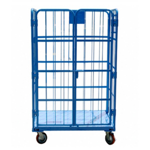 Logistics Heavy Duty 600kg Loading Capacity Nestable 3 Sided Roll Pallet Container Trolley With Wheels