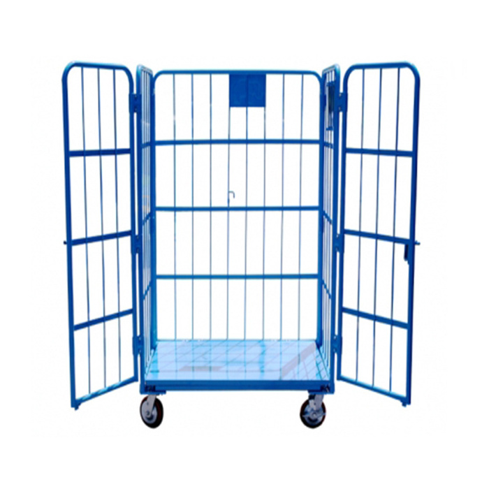 Logistics Heavy Duty 600kg Loading Capacity Nestable 3 Sided Roll Pallet Container Trolley With Wheels