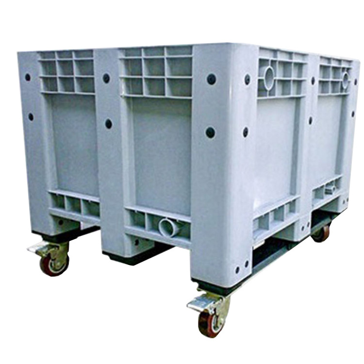 1200*1000mm Stackable Solid Plastic Pallet Container Large Pallet Crate With Wheels For Seafood And Vegetables Transport