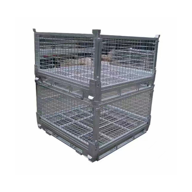 Heavy duty solid steel demountable wire mesh metal stillage cage pallet stillage