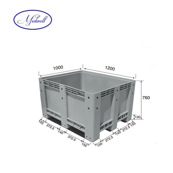 600L Capacity and 1200*1000*760 mm Outer size Plastic Box Pallet