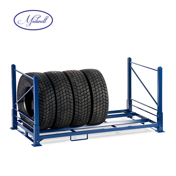 Portable Heavy Duty Wholesale Commercial Portable Folding Metal Stacking Steel Storage Truck Tire Pallet Rack