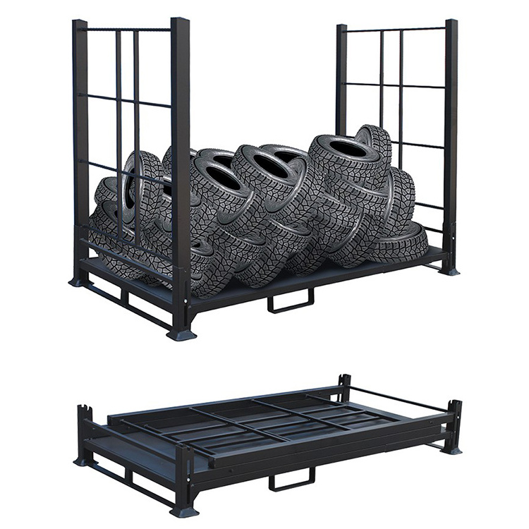 Midwell Hot sale Corrosion Protection Stackable Pallet Foldable Portable Truck Tire Stacking Racks