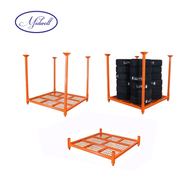 Pallet stacking frames metal pallet steel Tire Steel Stacking Racks factory price for sale