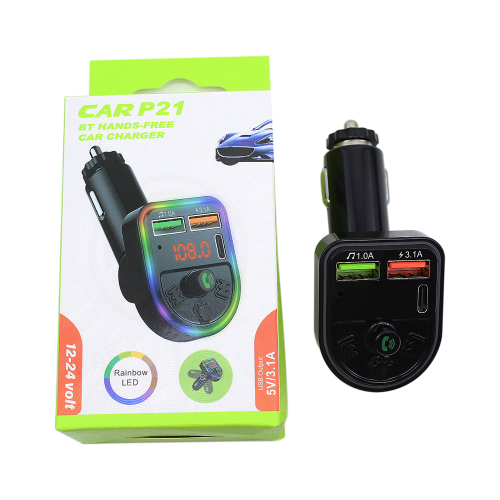 Rainbow LED Car MP3 Player Bluetooth 24 Volts Car MP3 Player BT Hands Free Car Charger FM Transmitter