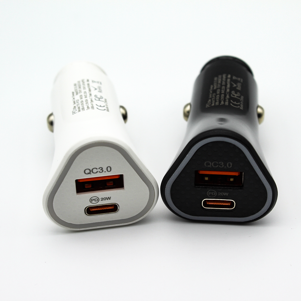 Universal 2 Ports Electric Car Chargers Mobile Phone Portable QC 3.0 Car Fast Charger PD 20 W For Cell Phones