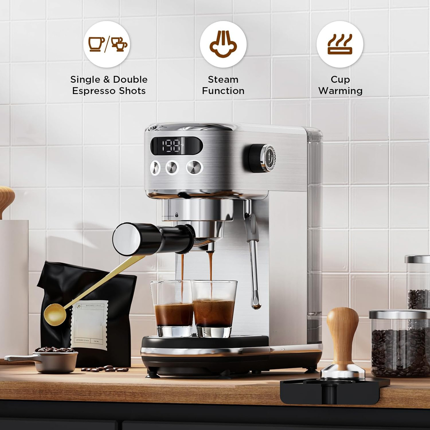 READY STOCK Best Sale Home Office Semi-Automatic Expresso Coffee Machine Maker Barista Cafe Espresso Machine Factory Wholesale