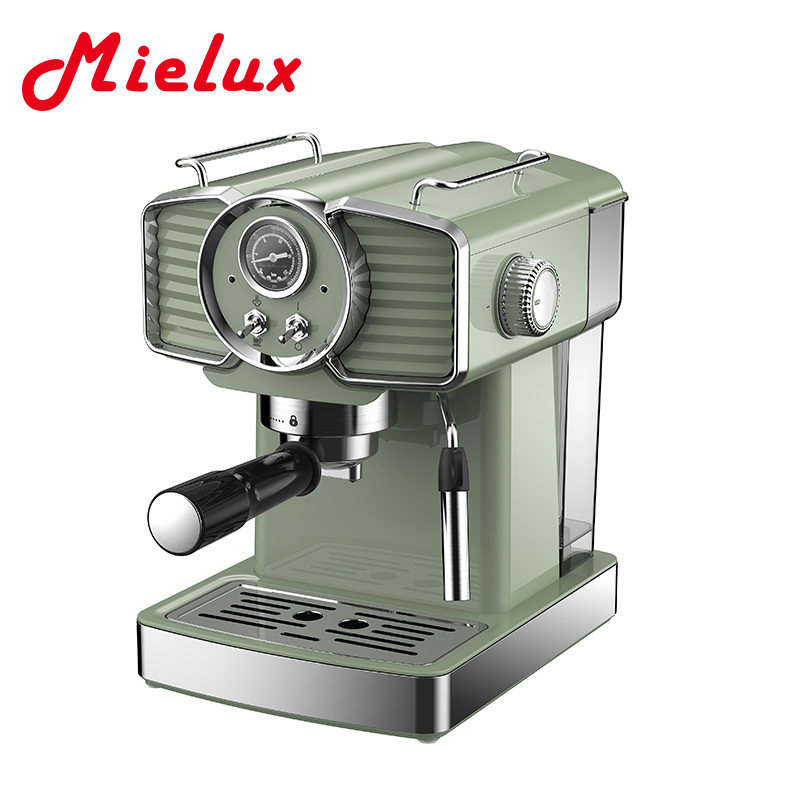 Mielux Espresso Machine 1.8L  Small Kitchen Appliances Espresso Coffee Maker With Electric Milk Frother Stainless Steel Red