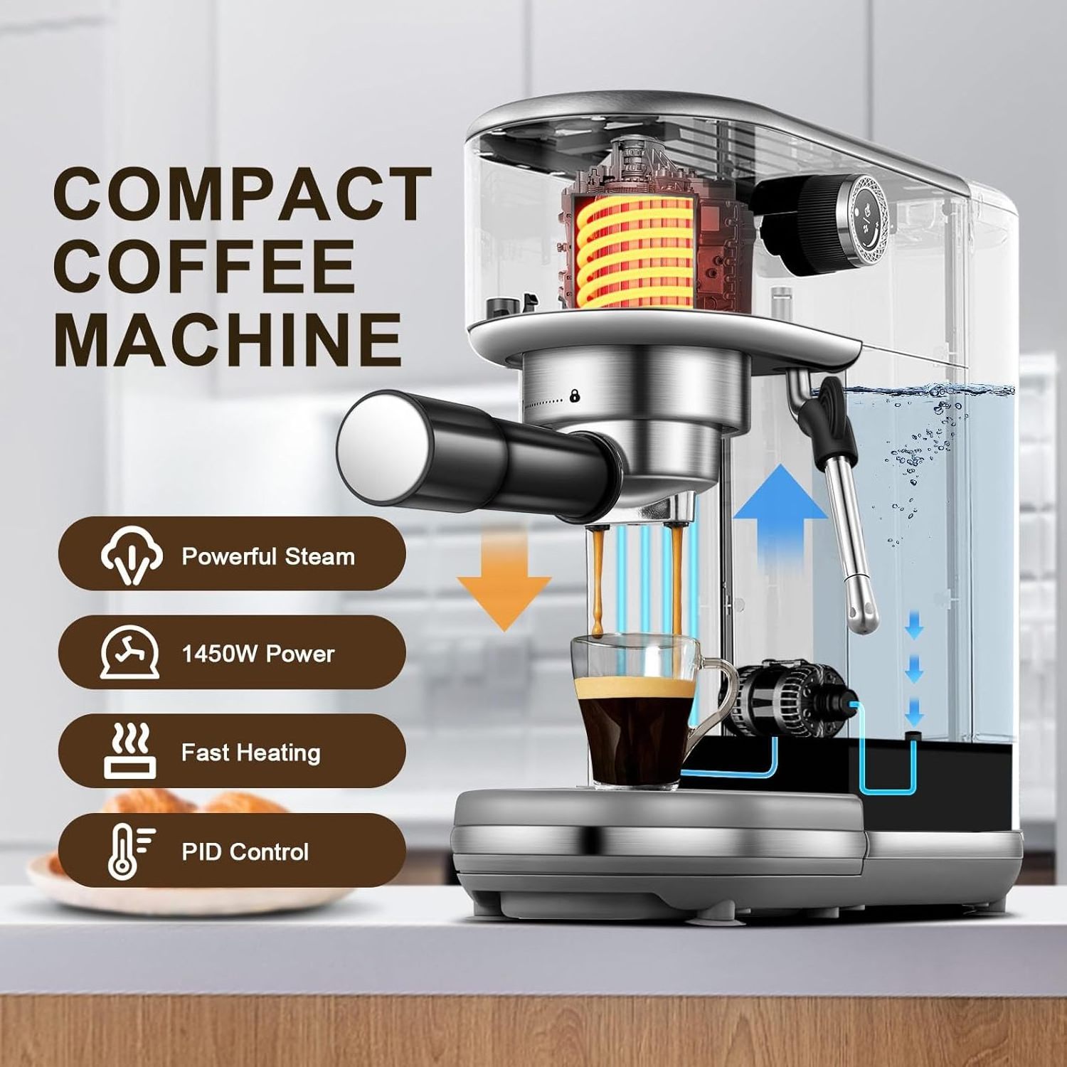 READY STOCK Best Sale Home Office Semi-Automatic Expresso Coffee Machine Maker Barista Cafe Espresso Machine Factory Wholesale