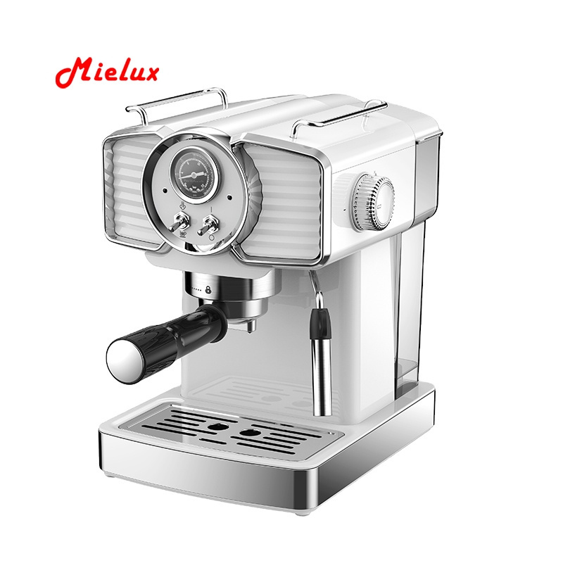 Mielux Espresso Machine 1.8L  Semi Automatic Espresso Coffee Maker With Electric Milk Frother Stainless Steel White