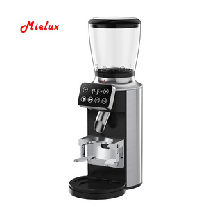 MIELUX Commercial Grade Electric Espresso Coffee Grinder Touch Screen Automatic with Funnel Stainless Housing for Household Use