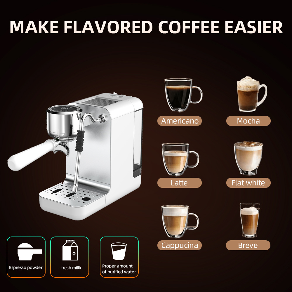 European Style 19 Bar Italian Coffee Espresso Machine Electric Espresso Coffee Maker With Milk Frother For Home