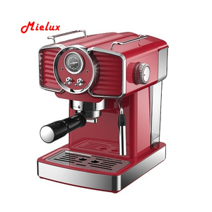 Mielux Espresso Machine 1.8L  Small Kitchen Appliances Espresso Coffee Maker With Electric Milk Frother Stainless Steel Red