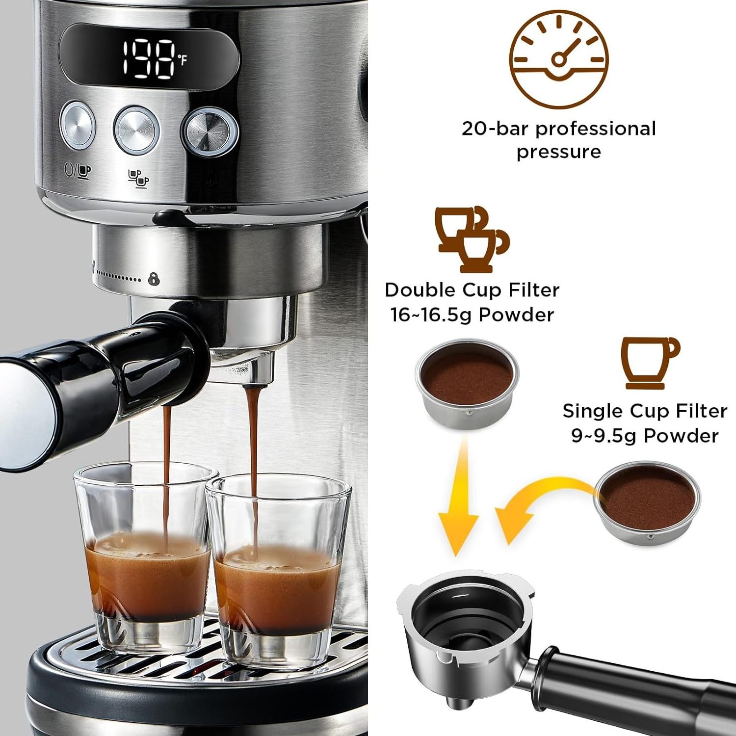 READY STOCK Best Sale Home Office Semi-Automatic Expresso Coffee Machine Maker Barista Cafe Espresso Machine Factory Wholesale