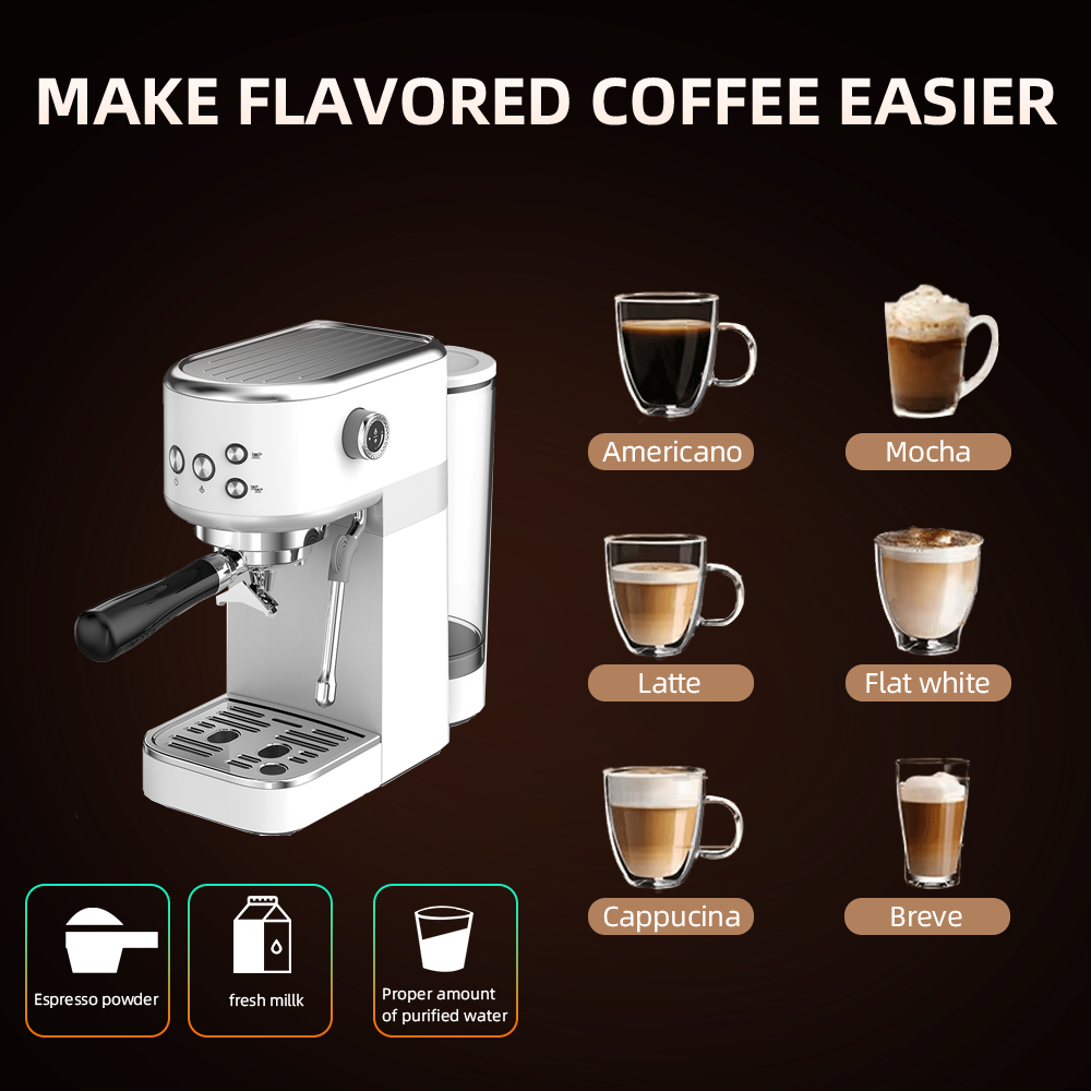 Home Kitchen Cafe Espresso Machine Professional Cappuccino 15 Bar Pump Espresso Coffee Maker Machine