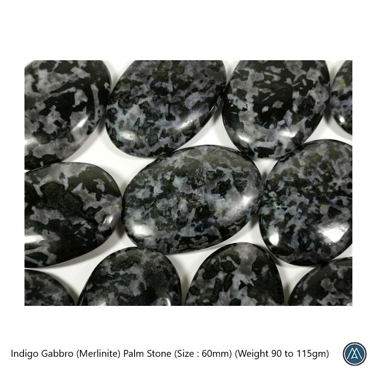 High Quality Natural Indigo Gabbro Palm Stone Wholesale Merlinite Healing palm stone For Healing Grounding Meditation