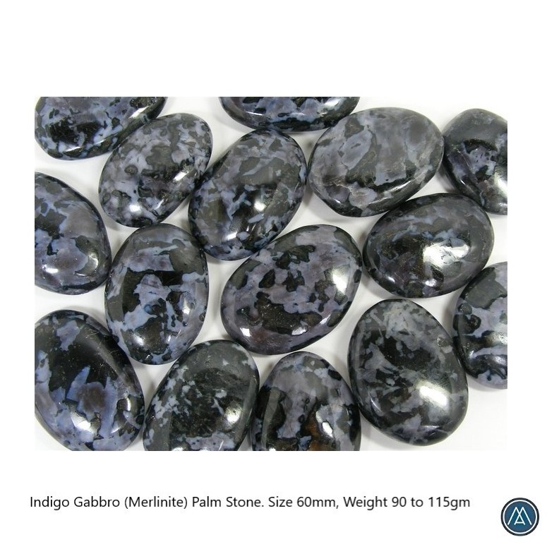 High Quality Natural Indigo Gabbro Palm Stone Wholesale Merlinite Healing palm stone For Healing Grounding Meditation