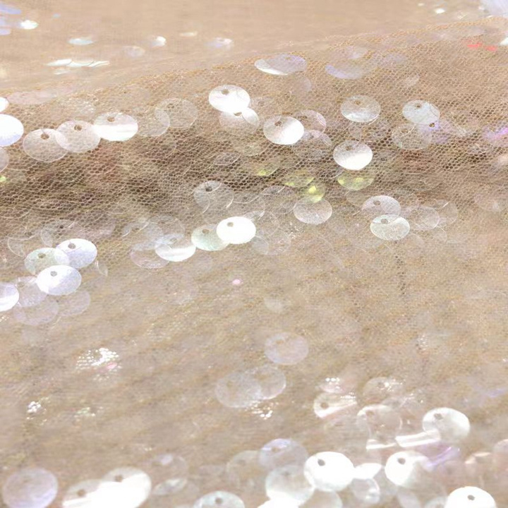 New Arrival Stretch Mesh Transparent Sequin Embroider Fabric For Dress Clothing