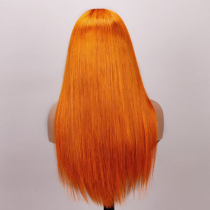 str 350  Wigs Human Hair Lace Front ,Custom Color Wig For Black Women  Straight Orange Ginger Human Hair Wig