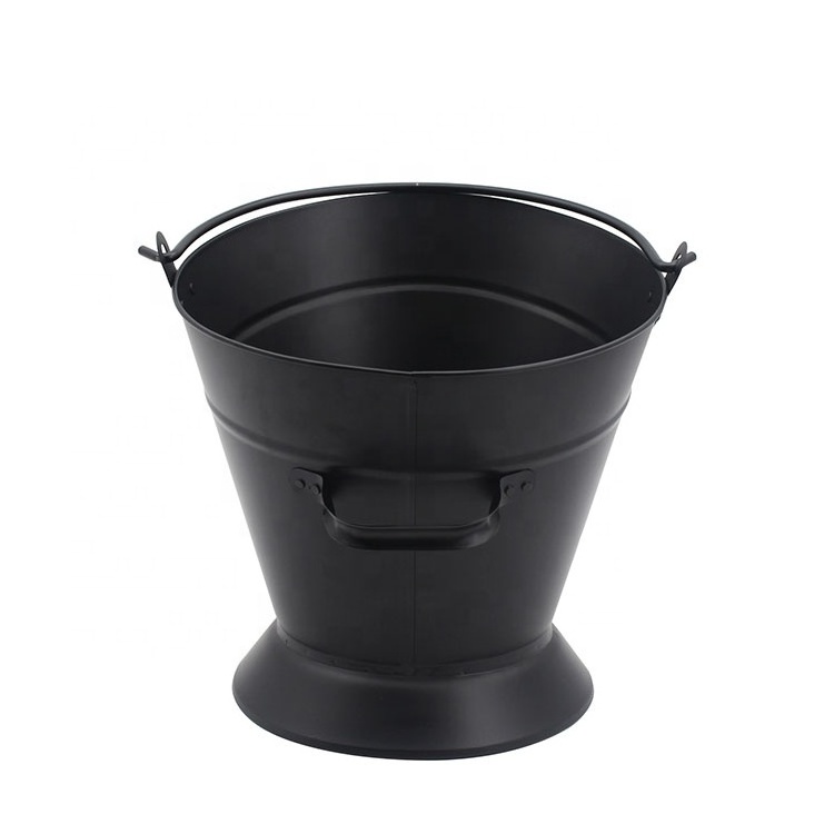 Eco-friendly Metal Charcoal Bucket Ash Can Galvanized Iron Ash Bucket Hot Ashes Carrier Container Black Black Fireside Fuel Can