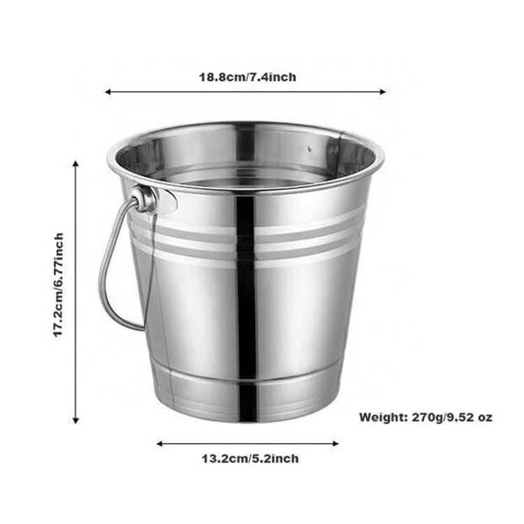 Outdoor Indoor Picnics Gift Heavy Duty Stainless Steel 3 Liter Cooler Holder Parties Wine Beer Champagne Ice Bucketwith Handle