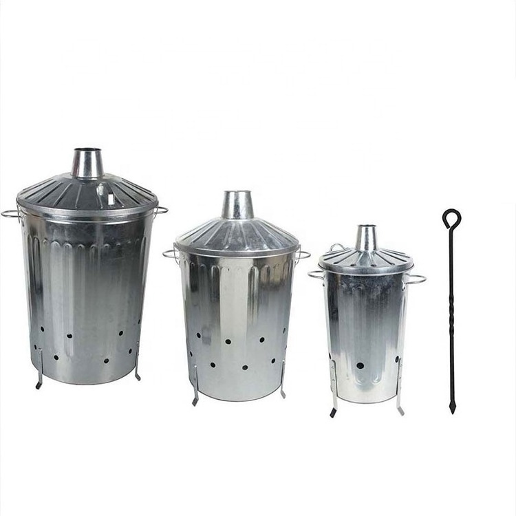 90L Galvanized steel Burn Barrel Trash Can garden rubbish incinerator bin Metal Garden Incinerator Can Garden Waste Incinerator