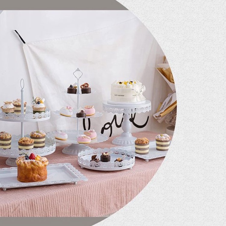 Elegant Decoration 6pcs Cake Stand Set Cupcake Holder Fruits Cakes Desserts  Candy Plate Cupcake Tower Dessert Table Display Set