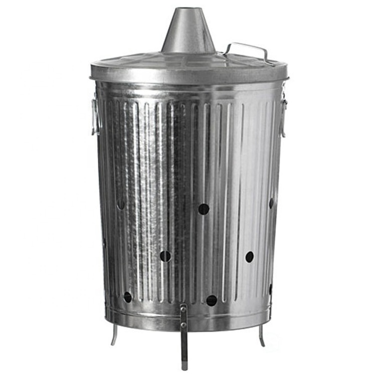 90L Galvanized steel Burn Barrel Trash Can garden rubbish incinerator bin Metal Garden Incinerator Can Garden Waste Incinerator