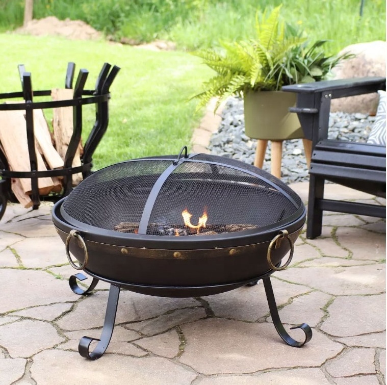 Metal Steel Victorian Fire Pit Bowl Outdoor Camping or Backyard Fire Pit Wood Burning Firepit