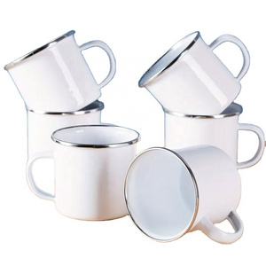 Enamel Mugs Plain White Enamel Camping Mug Set DIY Camping Coffee Cups Travel Drinking Mugs For Tea Coffee And Hot Chocolate