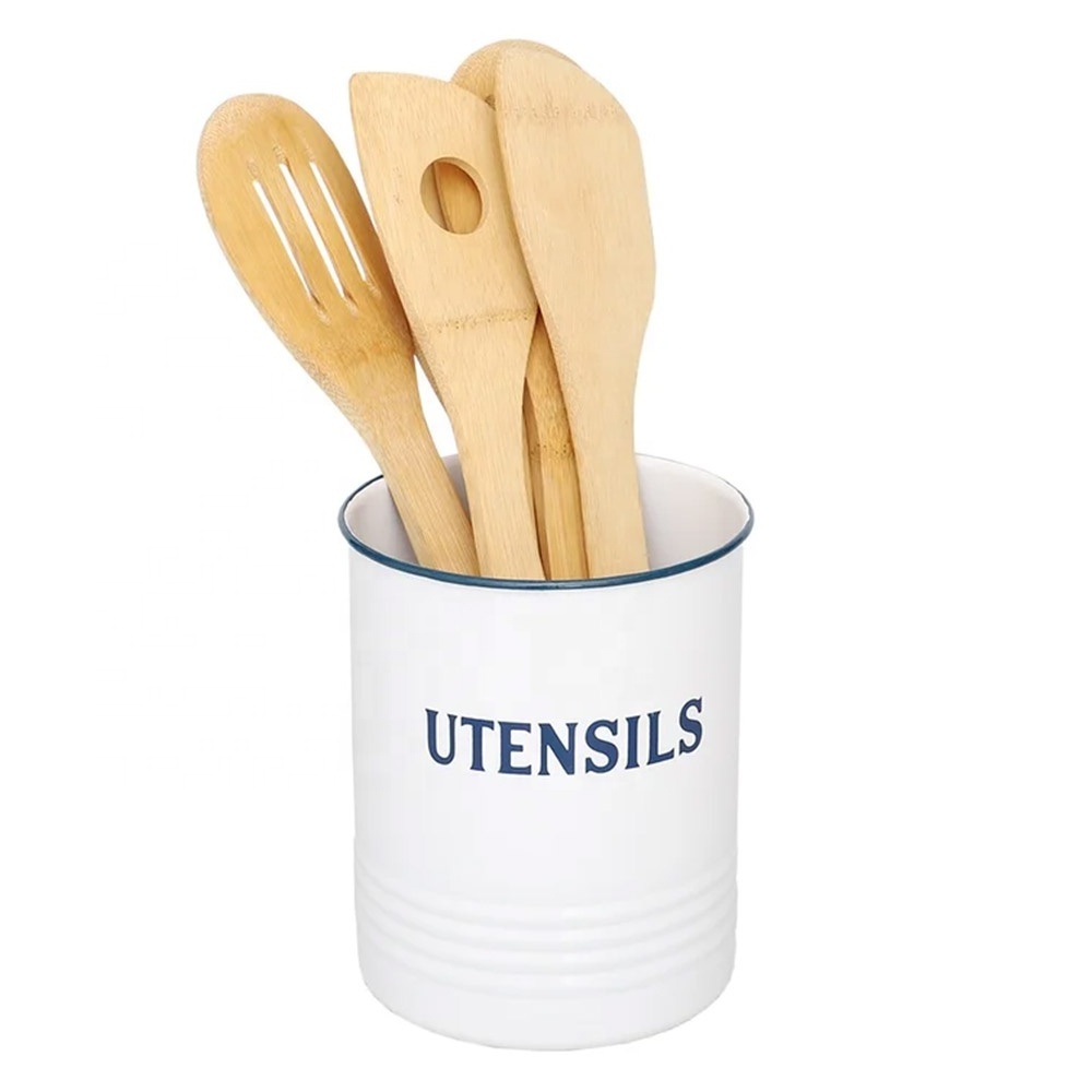 Metal Flatware Holder Eco-friendly Utensil Holder Caddy Square Utensil Crock Kitchen Utensil Holder for Countertop