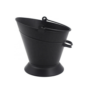 Eco-friendly Metal Charcoal Bucket Ash Can Galvanized Iron Ash Bucket Hot Ashes Carrier Container Black Black Fireside Fuel Can